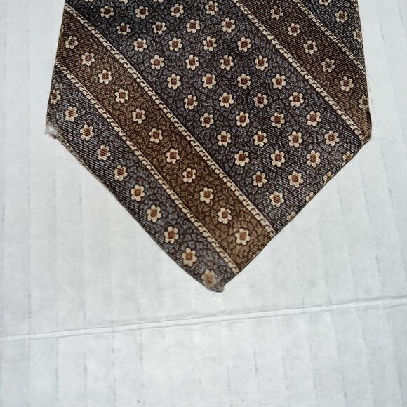 Yves Saint Laurent YSL Vintage Brown Gray Silk Men's Neck Tie - Picture 2 of 6